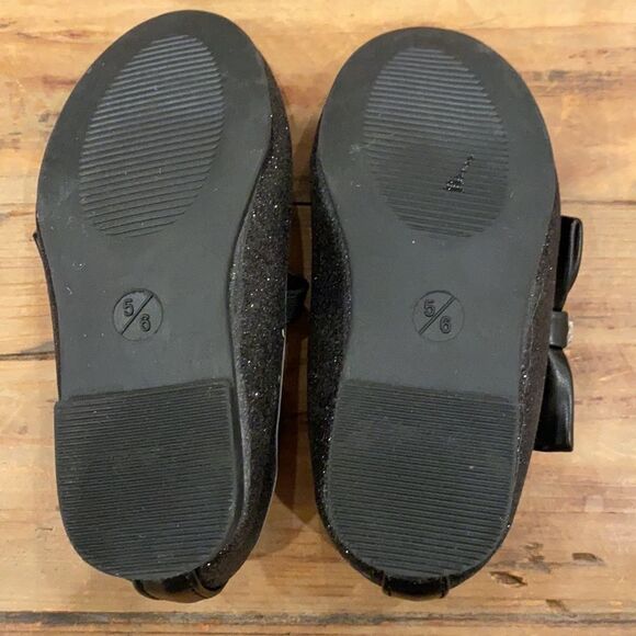 Lily & Dan Toddler Dress Shoe Black Glitter Rhinestone and bow Size 5/6 - Picture 8 of 16